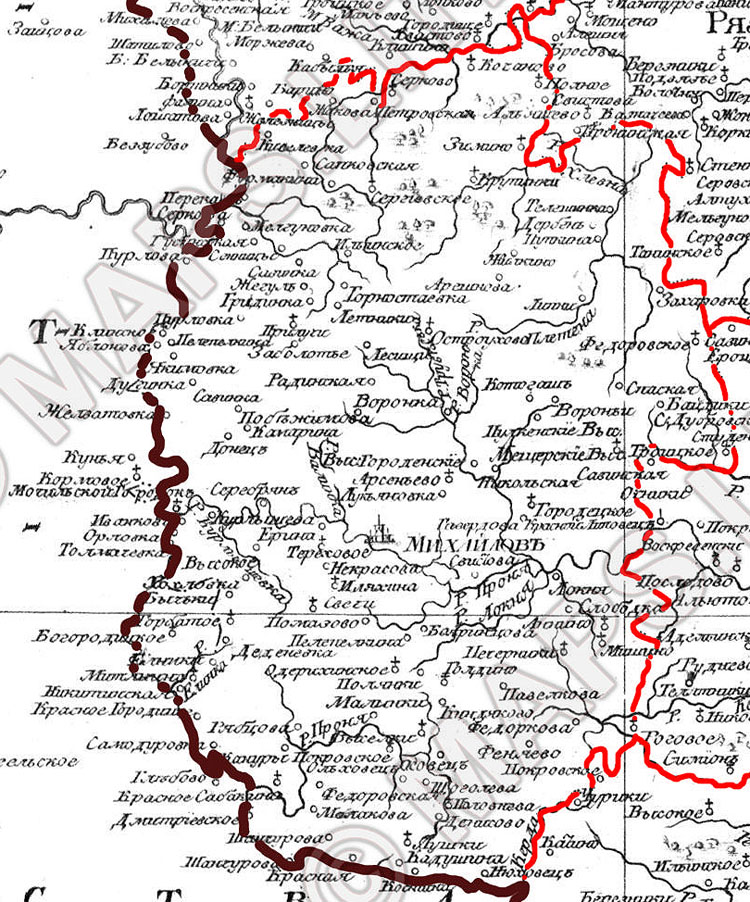 Михайловский уезд рязанской губернии карта